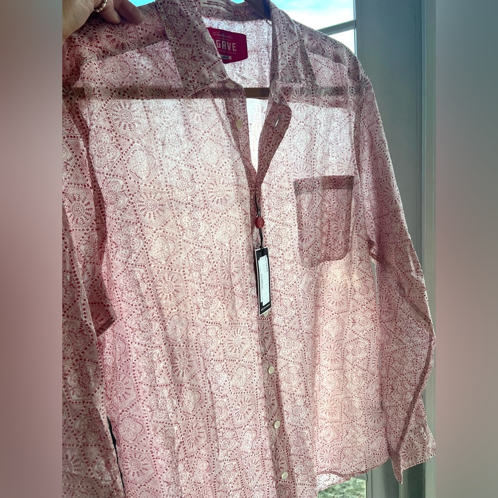 Agave Red Patterned Casual Button Down Shirt - image 3